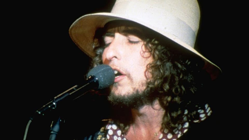 Der 28-jährige Bob Dylan bei einem Auftritt in England im September 1969.