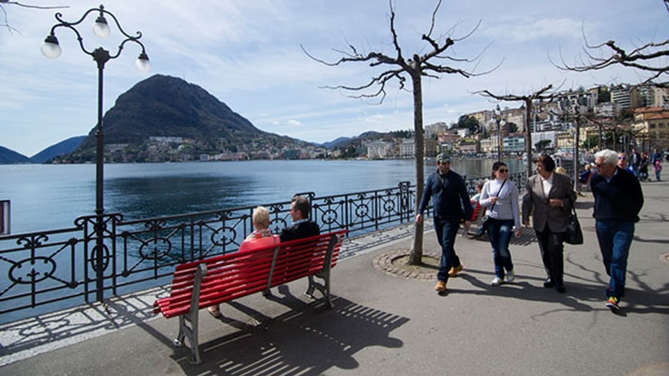Temperaturen von bis zu 20 Grad laden am 30. März in Lugano zum Flanieren ein.