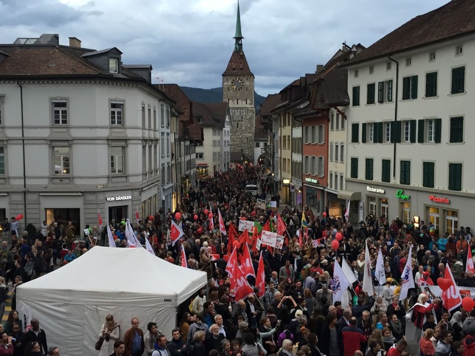 Demonstranten in Aarau