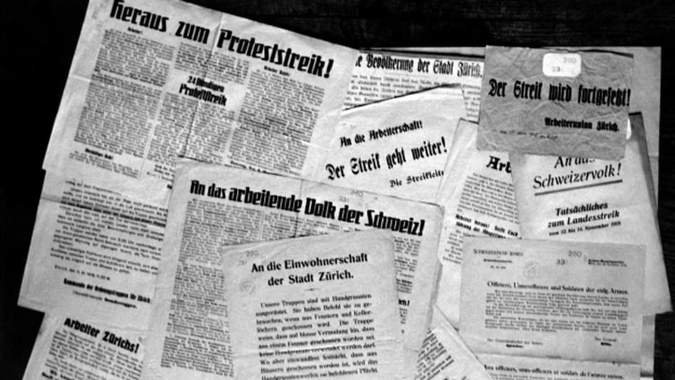 Der landesweite Generalstreik von 1918 machte grosse Schlagzeilen.