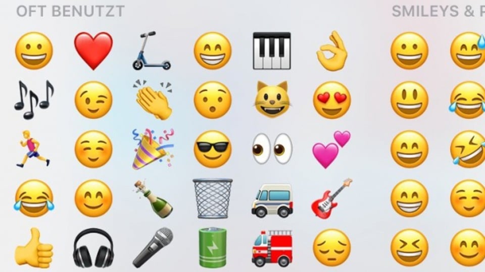 Die persönlich am meist genutzten Emojis erscheinen auf dem Display zuerst.