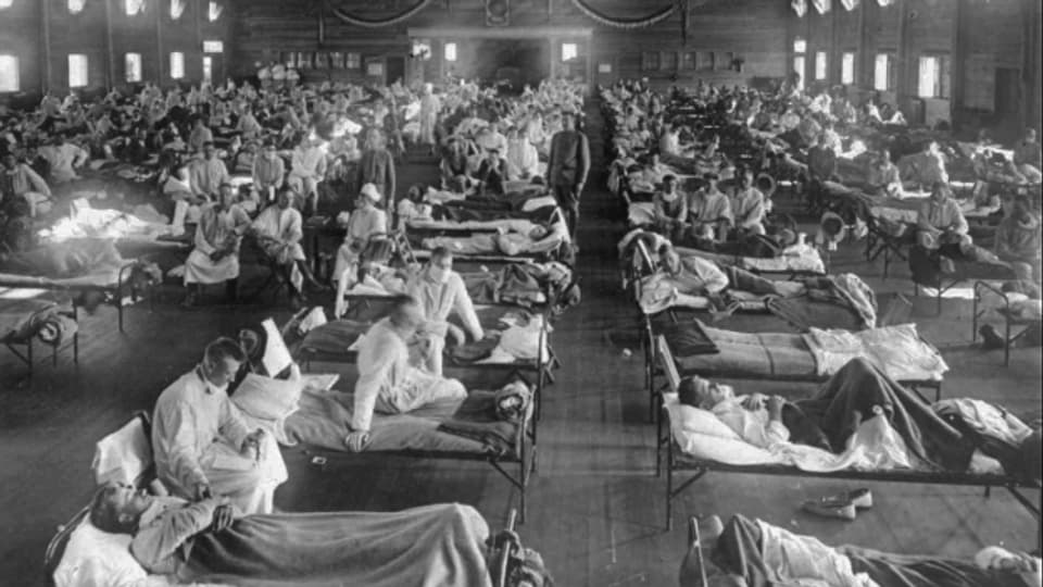 Die Spanische Grippe war eine Pandemie. Bild: Notspital in Kansas (USA)