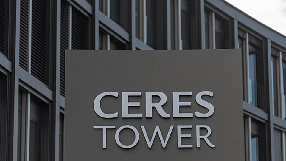 Das Logo des 82 Meter hohen Ceres Tower in Pratteln