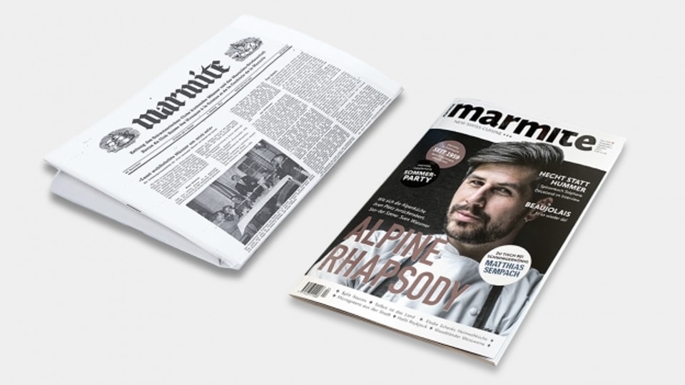 Älteste und neuste Ausgabe der Zeitschrift «Marmite».