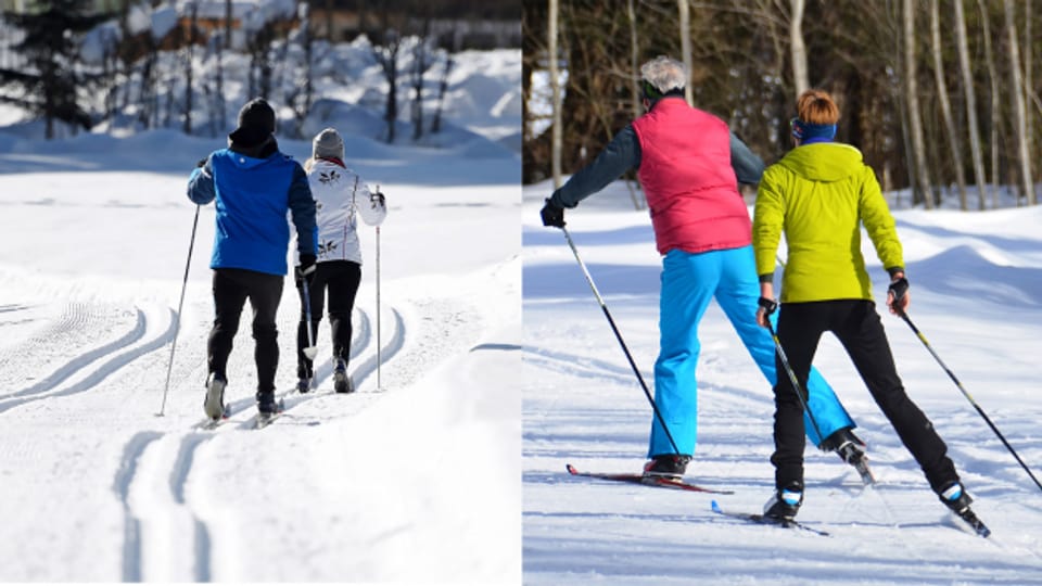 Klassisch links und Skating rechts: die Unterschiede erkennt man auf den ersten Blick.