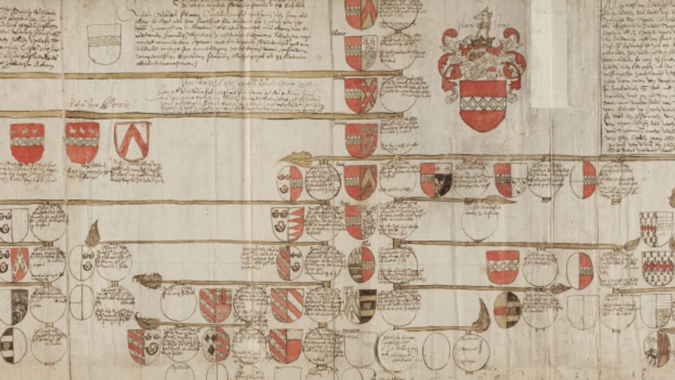 Das Manuskript des Stammbaums einer adligen Familie aus dem 16. Jahrhundert