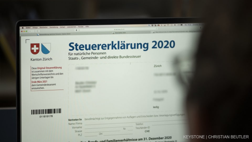 Blick in die digitale Steuererklärung 2020 im Kanton Zürich.