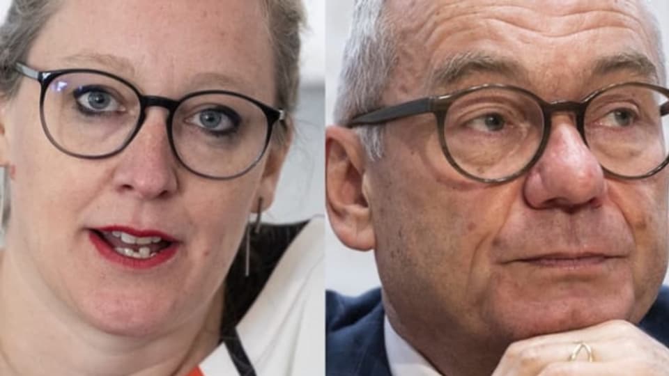 Die Berner Nationalrätin Aline Trede von den Grünen und der Zürcher FDP-Ständerat Ruedi Noser diskutieren in der Abstimmungskontroverse das Medienförderungspaket über das am 13. Februar abgestimmt wird.