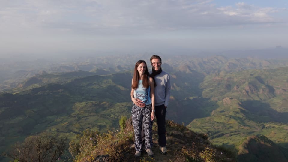 Noel Frei und seine Frau Flurina im Simien Gebirge im Norden von Äthiopien - eines der neun UNESCO Welterbestätten des Landes.