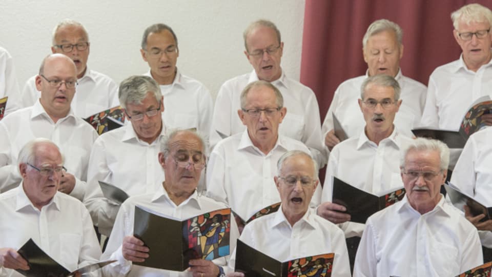 Der Maennerchor Concordia Willisau am Innerschweizer Gesangsfest vom Sonntag, 19. Juni 2016, in Cham.