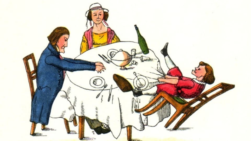 Illustration “Zappelphilipp” aus dem Struwwelpeter.