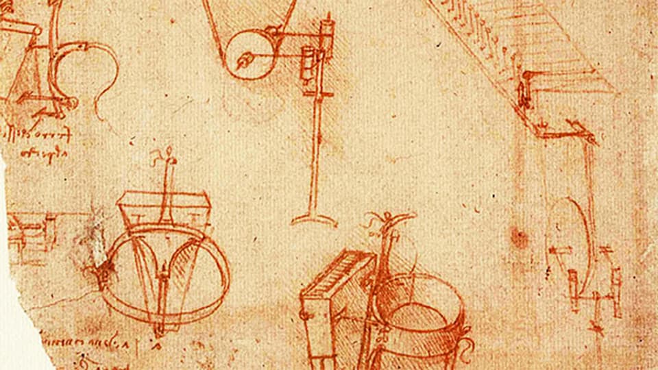 Skizzen von Leonardo da Vinci zur «viola organista».