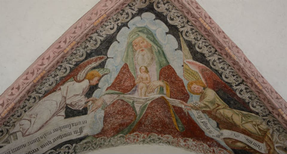 Eine Freske, die die von Engeln in Abrahams Schoß getragene Seele zeigt.