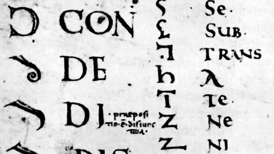 Liste tironischer Noten im Codex Casselanus, 8. Jahrhundert.