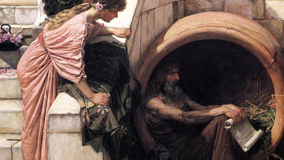 Im Gemälde Digenes von John William Waterhouse von 1882 ist der Sonderling die Attraktion