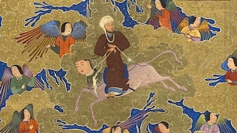 Historische Illustration Mohammeds während seiner Nachtreise