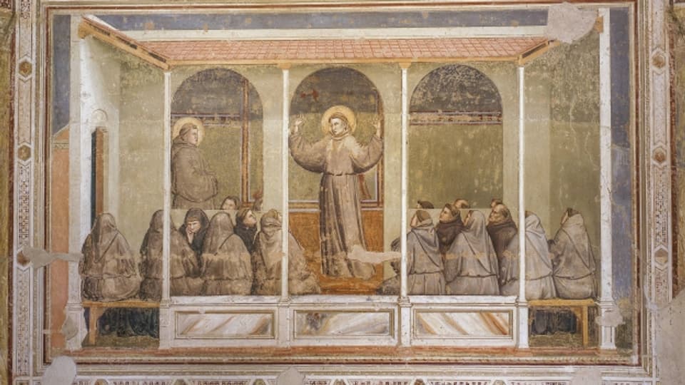 Ein Fresko aus dem 14. Jahrhundert in einer Basilika in Florenz
