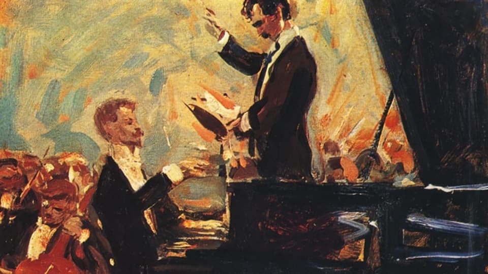 Alexander Skrjabin, hier am Klavier, auf einem Gemälde von Robert Sterl von 1910.