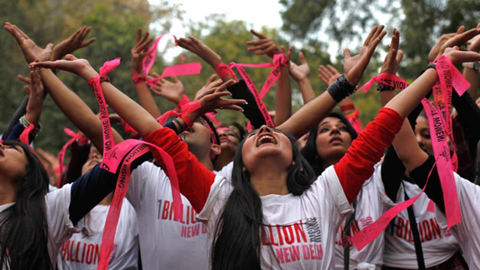 Tanzen gegen Gewalt an Frauen: Flashmob in Neu Delhi.