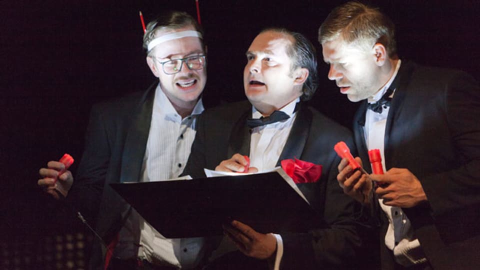 Paul Grill, Martin Hug und Jan Viethen in einer Szene von «Der Park» am Theater Basel.