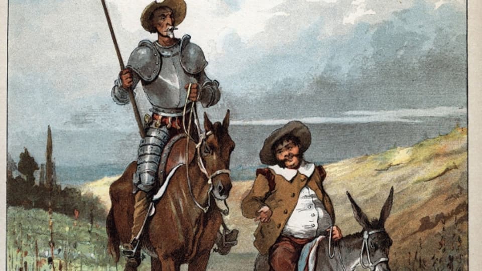Don Quijote zieht über die spanischen Ebenen von La Mancha.