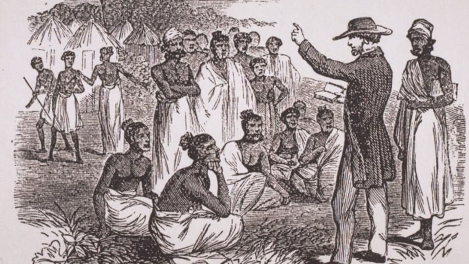 «Strassenpredigt» (Ausschnitt), vor 1905. Die Missionare zogen einst mit der Idee aus, Heiden zu bekehren.