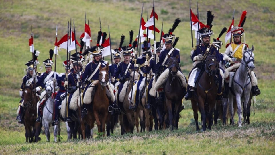 Polnische Kavallerie spielt zum 200. Jahrestag die Völkerschlat bei Leipzig nach, 2013.