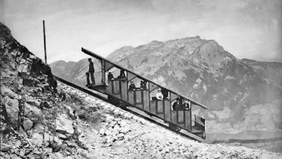 Eines der ersten Bilder der Stanserhornbahn (1893).