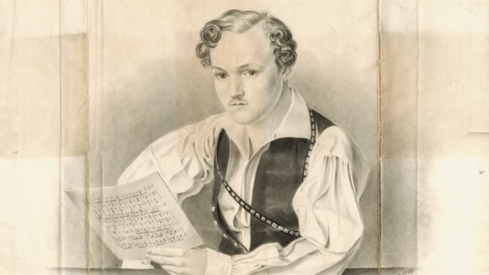 Georg Büchner in einer Darstellung von Philipp August Joseph Hoffmann 1833.