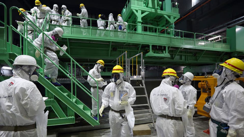 Besuch im Reaktorgebäude Nr. 4 in Fukushima, November 2013.