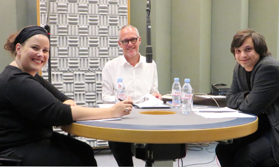 Yonni Meyer, Christoph Keller und Florin Büchel diskutieren das SRF Kultur-Projekt «Ich, die Mehrheit».