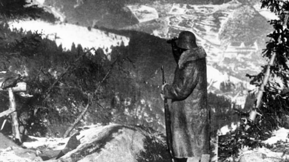 Ein Deutscher Soldat auf dem Hartmannsweilerkopf.