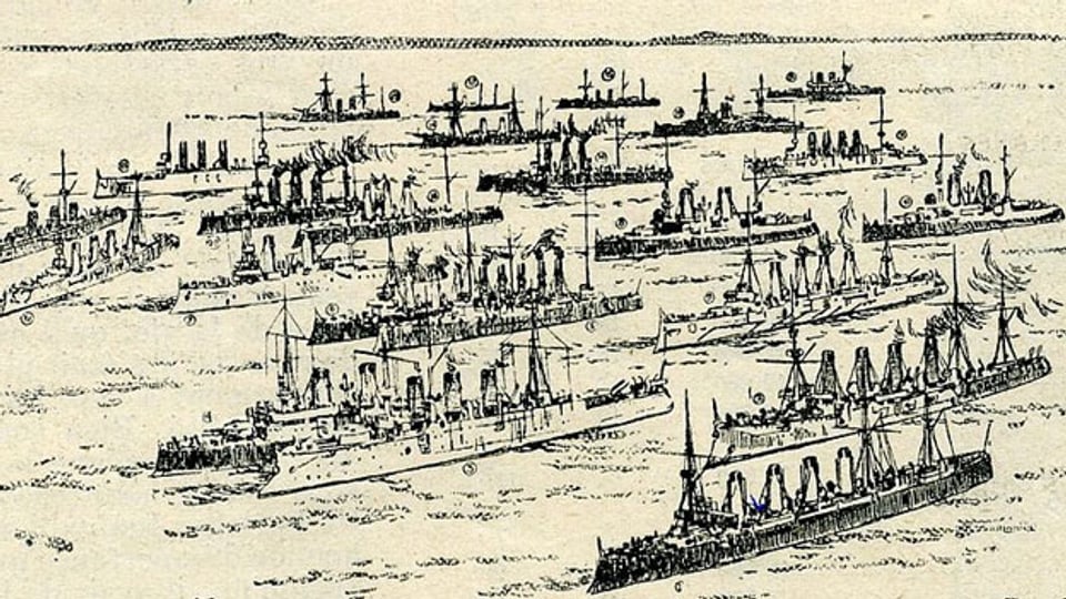 Kriegsschiffe im Russisch-Japanischen Krieg 1904.