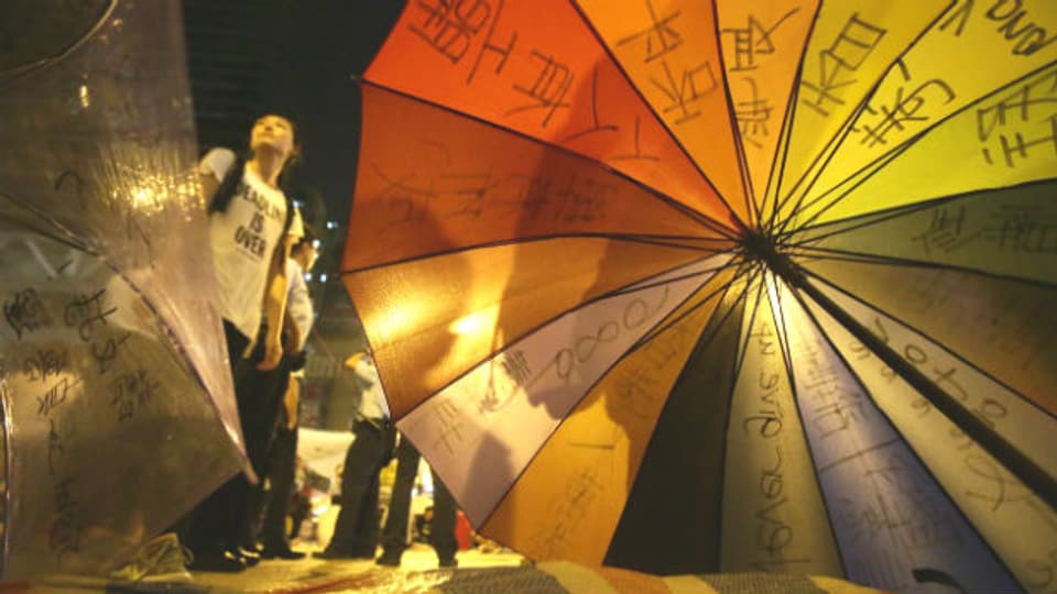 Die Regenschirm-Revolutionäre kämpfen für freie Wahlen im Jahr 2017.