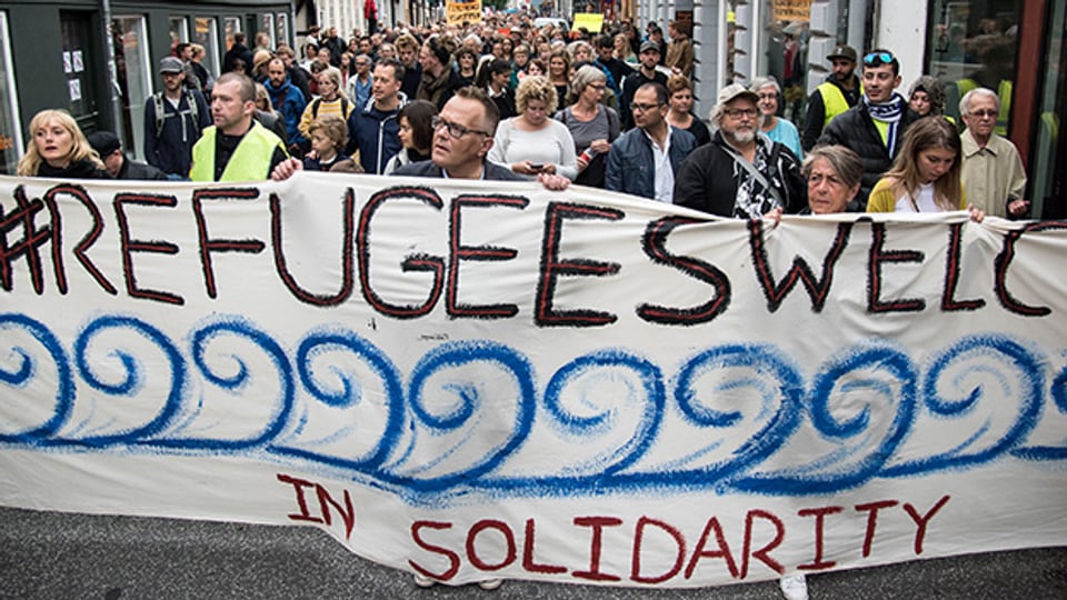 Solidaritätskundgebung im dänischen Aarhus, 12. September 2015.