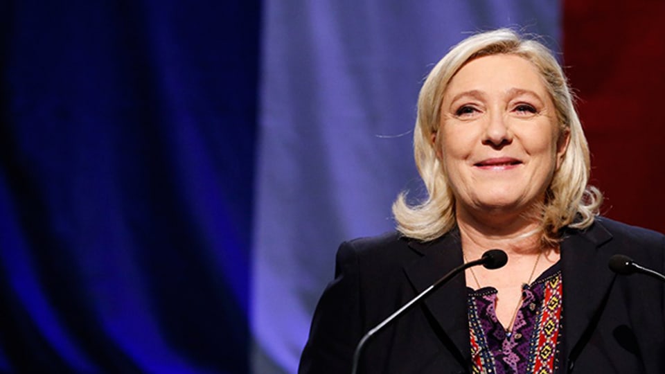 Marine Le Pen an einer Rede während der Regionalwahlen, Dezember 2015.