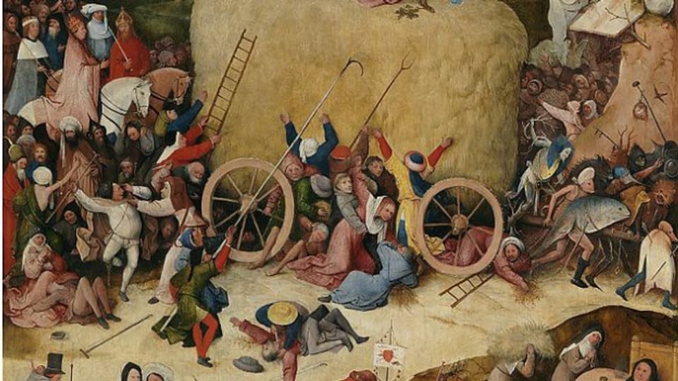 Ein Ausschnitt aus Hieronymus Boschs Werk «Der Heuwagen».
