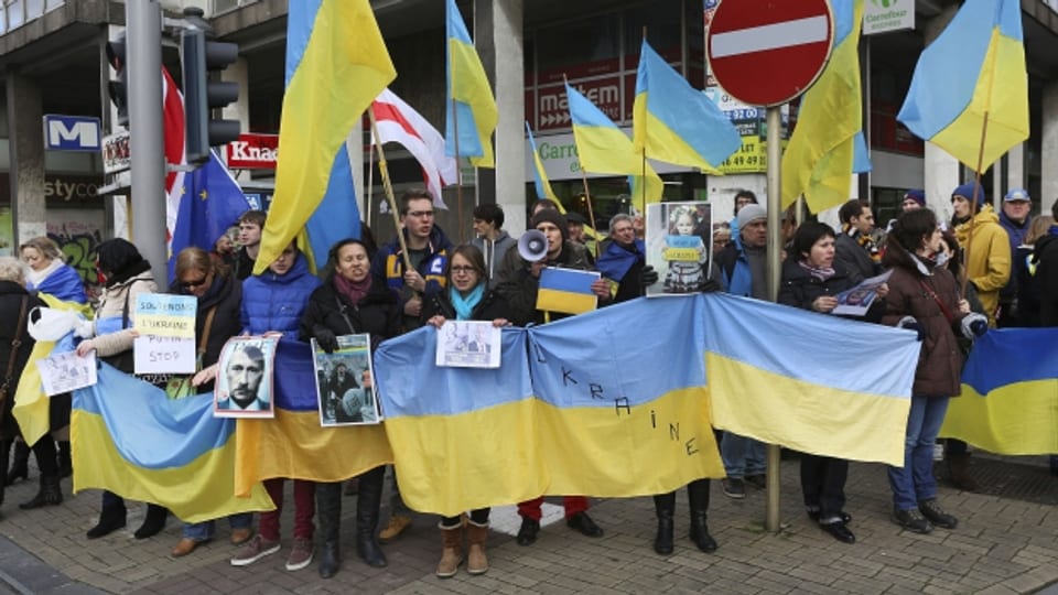 Ukrainische Demonstraten im Frühjahr 2014.