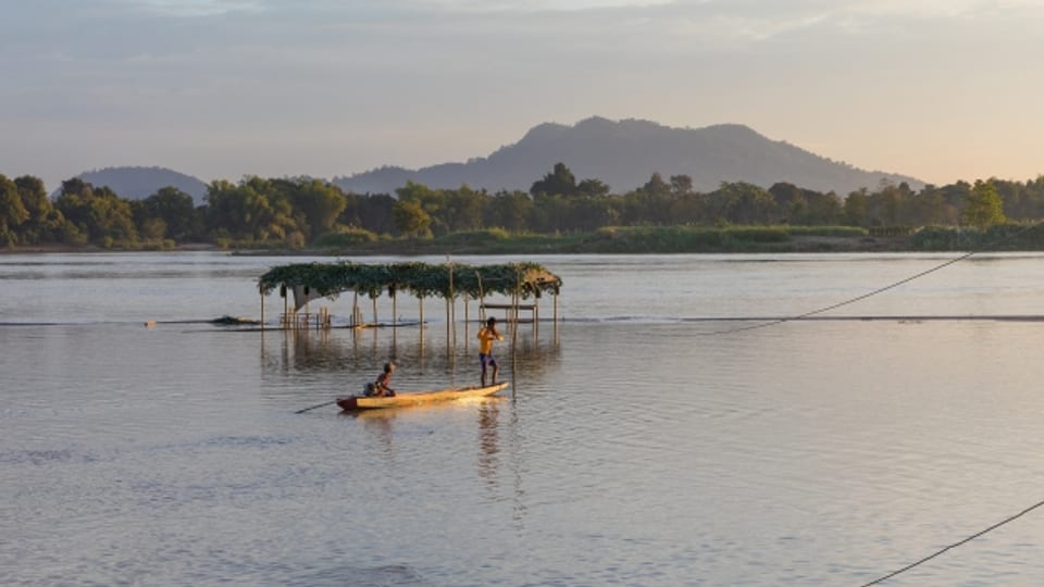 Ein Boot auf dem Mekong