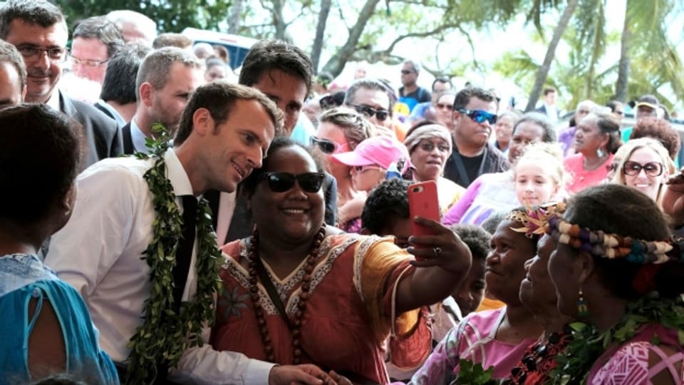 Der französische Präsdient Emmanuel Macron bei seinem Besuch in Neukaledonien im Mai 2018.