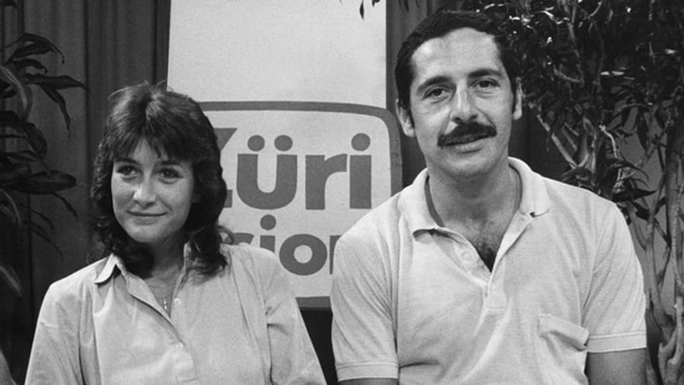 Ursi Spaltenstein und Roger Schawinski 1984 im Studio von Radio 24.