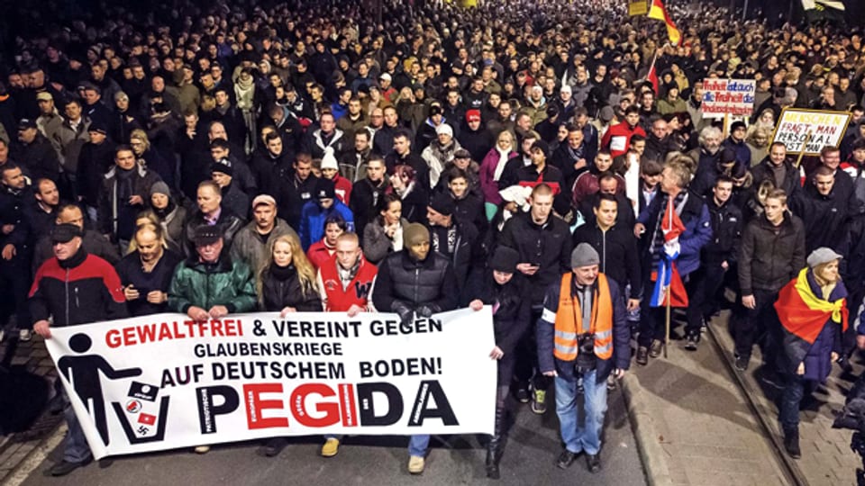 Eine Demonstration der «Patriotic Europeans against the Islamization of the West» (PEGIDA) in Dresden, 15. Dezember 2014.