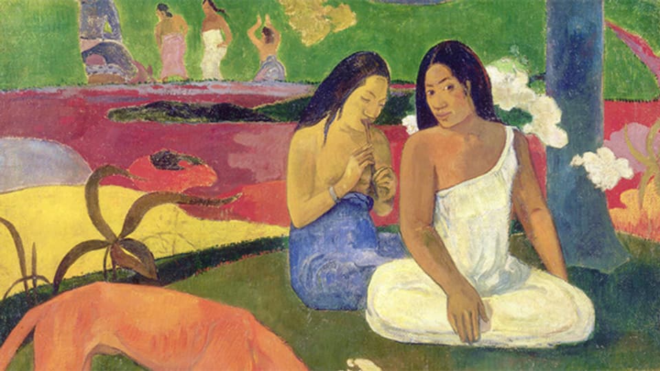 Paul Gauguin: «Arearea», («Joyeusetés»; «Vergnügen»), 1892 Öl auf Leinwand, 75 x 94 cm, Musée d'Orsay, Paris, Legat von M. und Mme Lung, 1961.
