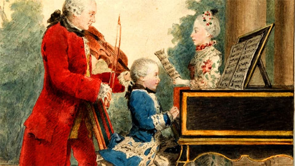 Die Familie Mozart am Musizieren.