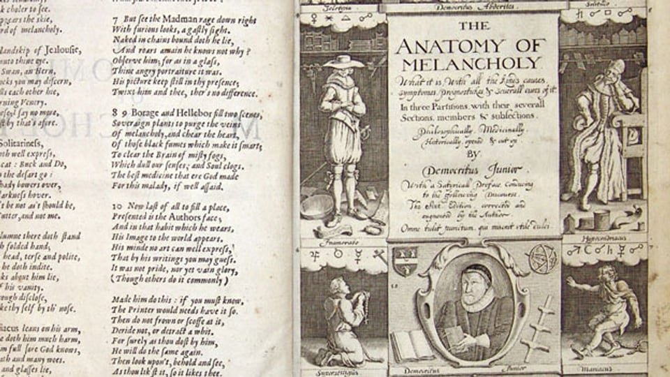 Aufschlagseite «The Anatomy of Melancholy» von  1638.