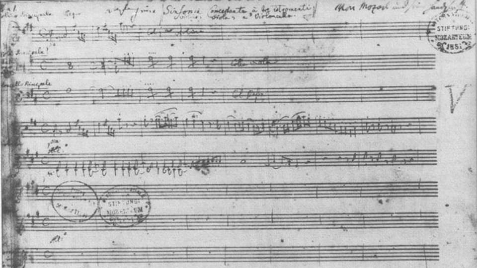Manuskript von Mozarts «Sinfonia concertante KV 364»