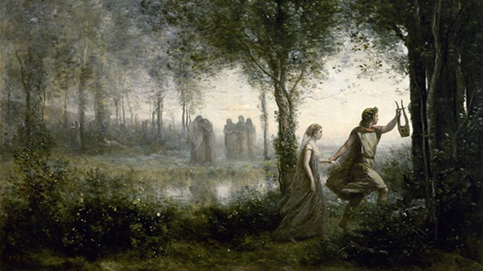 Orpheus führt Eurydike aus der Unterwelt: Gemälde von Jean-Baptiste-Camille Corot (1861)