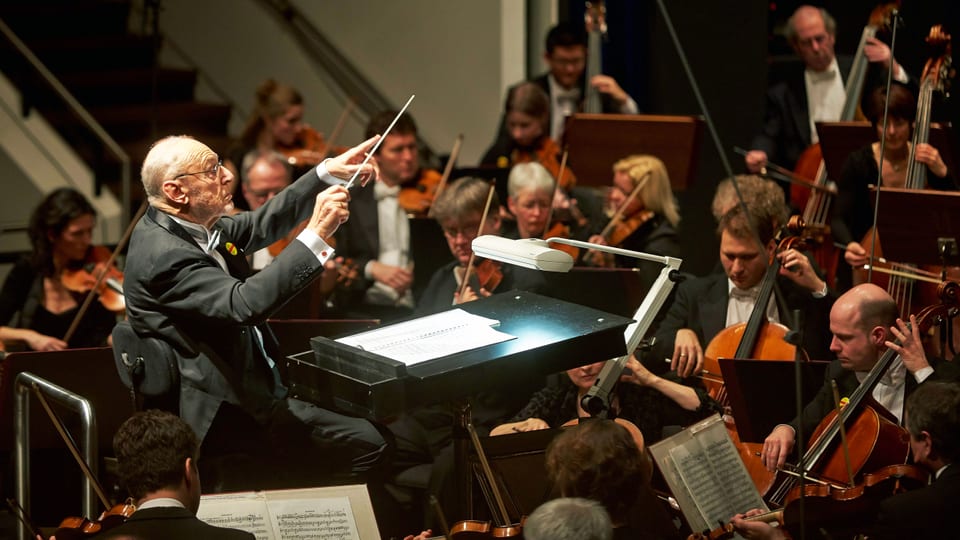 Das SWR Sinfonieorchester Baden-Baden während eines Auftritts im Jahre 2014.