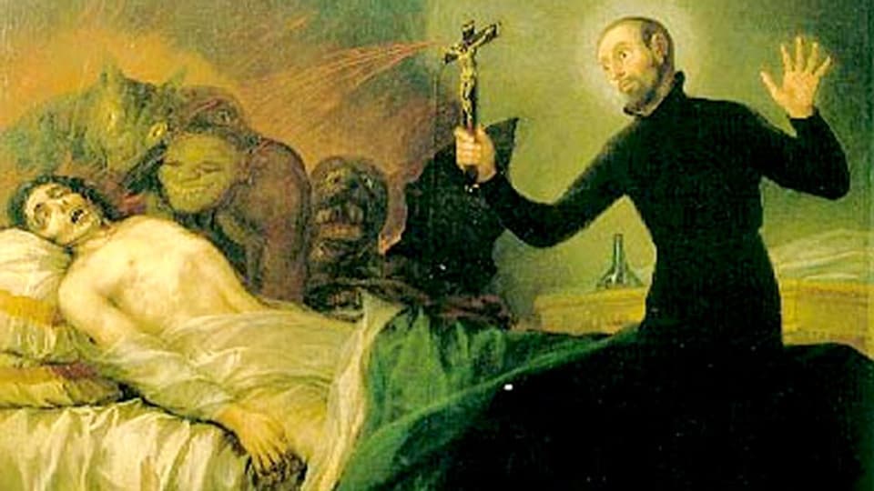 Exorzismus im Gemälde des Heiligen Franziskus von Borgia.