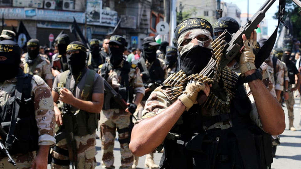 Ein palästinensischer Jihad-Krieger in Gaza Stadt.